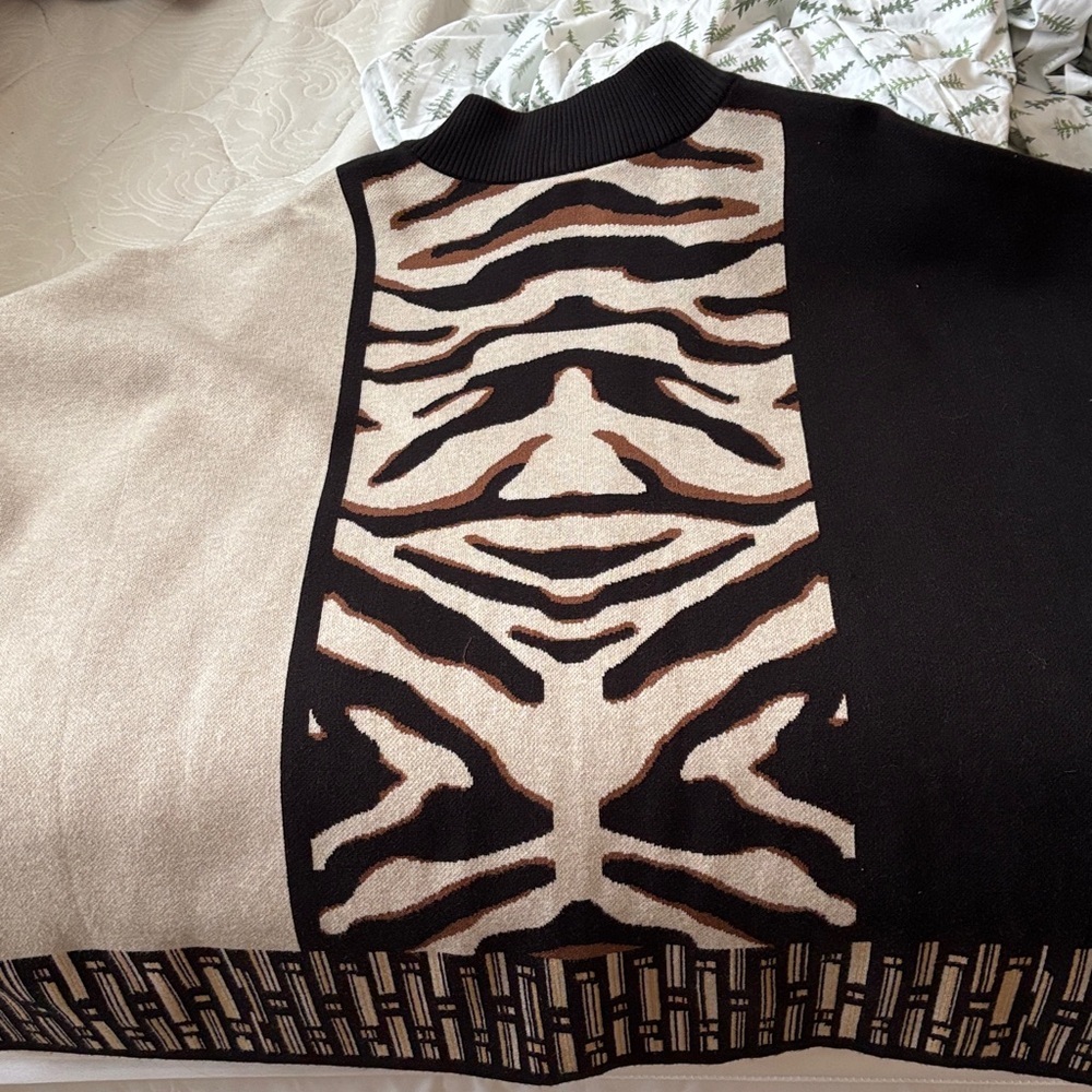Chico's Black and Brown Knit Poncho - Picture 5 of 5